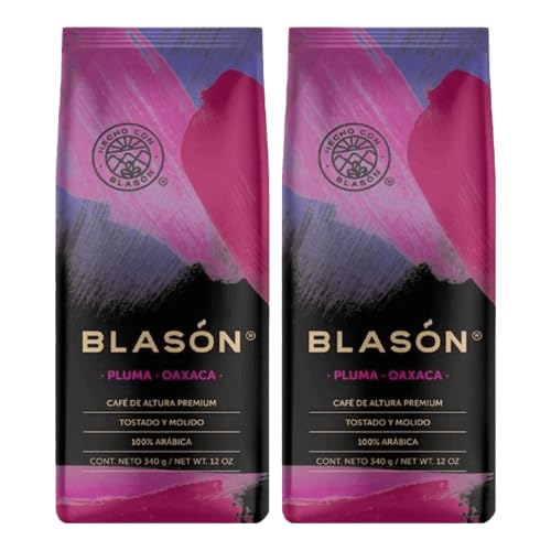 Cafe Blason Pluma Oaxaca Ground Coffee from Mexico - 12 oz / 340 gr - 2 Pack