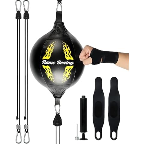 2-in-1 Boxing Equipment Set:Dual End Bags and Wrist Wraps for Boxing Training,Home Gym Equipment Great for Beginners Boxing Exercises Cover