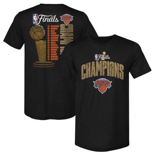 500 LEVEL New York Knicks NBA Finals 2026 Champions Roster F&B Mens Premium T-Shirt (Tri Black Large)