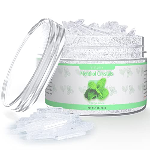 Viktairy Menthol Crystals 4 oz 100% Pure Organic Mint Crystals | Great for Making Shower Steamers Creams and Soaps