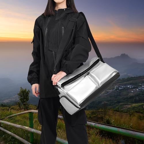 Yiju Gym Bag Handbag Large Capacity for Women Men Travel Duffle Bag Crossbody for Swimming Workout Fitness Traveling Dance, Silver4