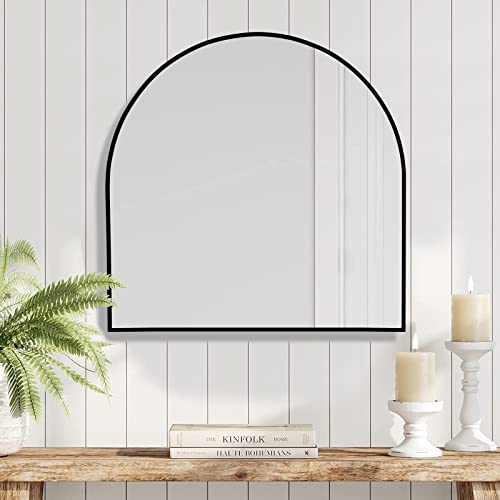Nuttuto 31"X33" Arched Mirror, Arched Wall Mirror, Arched Bathroom Mirror, Mantel Mirror, Wall-Mounted, Arch Mirror With Metal Frame For Vanity, Living Room, Bedroom, Entryway, Hallway, Black #TOP1