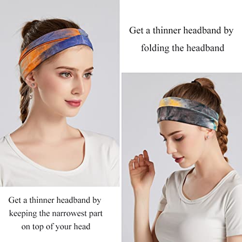 Image of YONUF 6 Pack Headbands for Women, Boho Wide Head Bands & Hair Accessories | Non Slip Soft Stretch Headband, Fashion Hair Bands for Yoga, Workout, Face Wash, Makeup, Women's Head Wraps Daily Use Tie Dye
