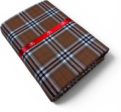 Image of JHABAK'S Cotton Blend Unstitched Checkered Fabric for Men - 2.35m Shirt Piece / 3m Kurta Piece - Width 36 Inches