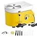 Pottery Wheel Pottery Forming Machine 25CM 350W Electric Pottery Wheel with Foot Pedal DIY Clay Tool Ceramic Machine Work Clay Art Craft (Yellow)