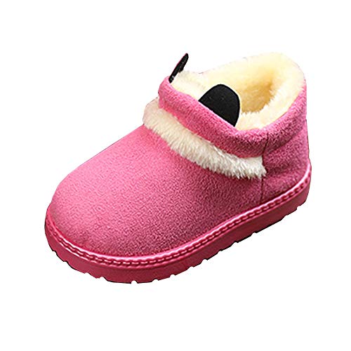 Baby Boys Girls Winter Boots Warm Faux Fur Anti-Skid Soft Toddler Indoor Snow Boots Plush Shoes (5.5, Pink)