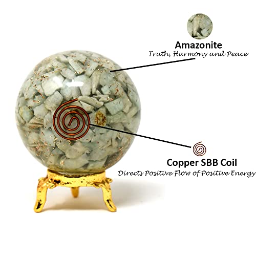 Boule Amazonite Orgonite pour harmoniser votre bureau et purifier les énergies de maison
