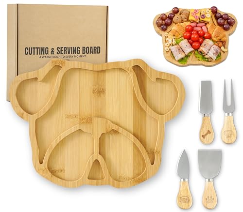 Tabla de cortar rectangular de bambú con diseño pug miniatura 1