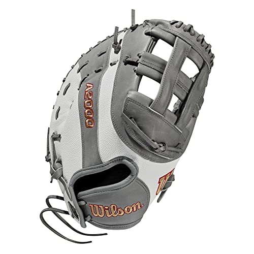 Wilson 2021 A2000 Sp1Bss 12.5" Fastpitch Glove - Right Hand Throw, First Base, Grey/White #TOP1