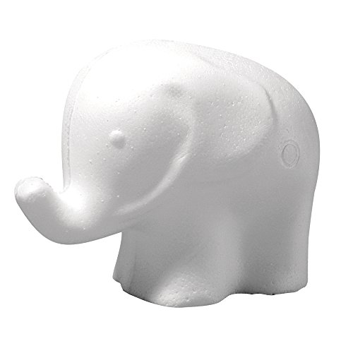 Rayher figurine Eléphant en polystyrène, pour home déco 10 cm blanc, 3344100