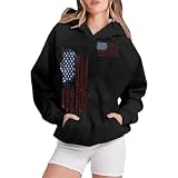 Suéter genérico Moche Sudadera con estampado de bandera americana para mujer, tejido suave y cómodo para la piel., Le Noir, XXL