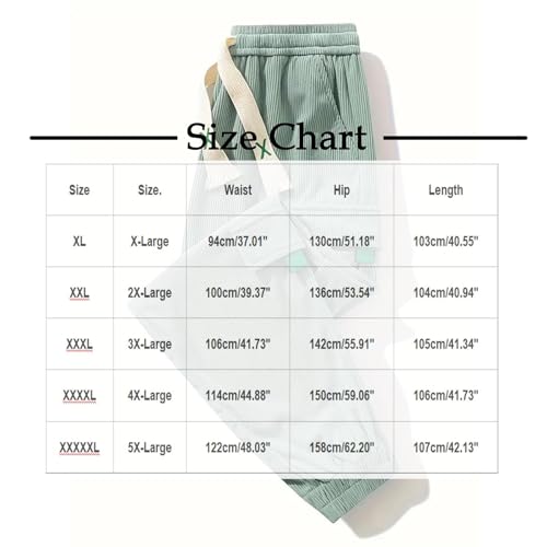 Plus Size Corduroy Pants for Men Casual Baggy Trousers Elastic Waist Jogger with Pockets Trendy Straight Leg Pants2