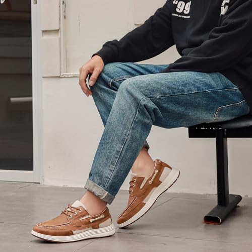 Men's Slip on Casual Loafers, 3-Eye Boat Shoes Men, Lightweight Non Slip Walking Shoes for Casual Outings, Beach, Boating4