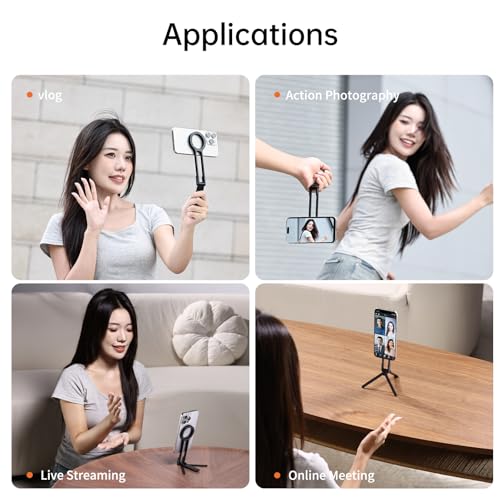 Image of ULANZI MA30 Magnetic Phone Tripod Stand for iPhone - Aluminium Maglock Smartphone Mini Tripod Pocket Cell Phone Stand Strong Magnet Quick Mount Compatible with iPhone 17 16 15 14 13 12 Series, Black
