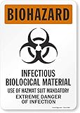 SmartSign - S-6668-EU-10 'Biohazard - Infectious Biological Material' Label | 7' x 10' Laminated...