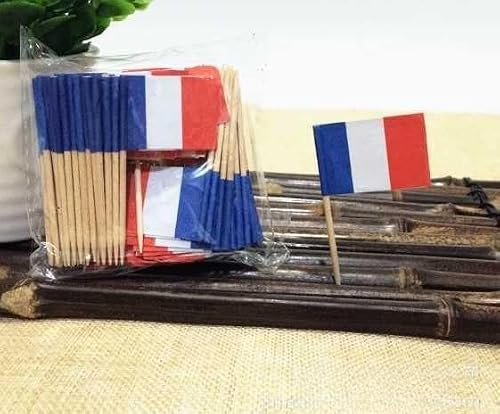 Oodjvn 100 French Toothpicks And 1 Pack Of Stickers, Cake Dessert Decoration Flower Stickers, Event Party Atmosphere Accessories, Patriotic Theme Dress Up Layout.