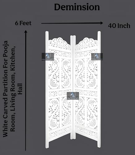 Image of Partition for Living Room,Divider,Partition Wall Divider Screen Separator, Wall Panel Divider for Hall | Bedroom |Office | Puja Room | Restaurant S Design (2- Panels White)