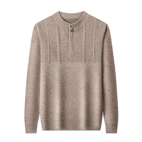 Men's Fall Winter Half-Zip Warm Sweater Solid Color Long Sleeve Half High Collar Knitted Pullover3
