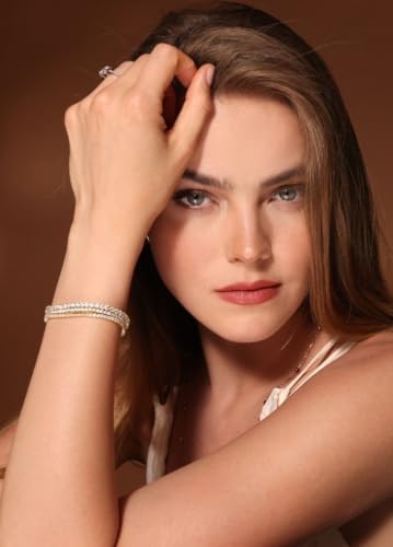 18K White/Yellow Gold Plated Silver Tennis Bracelet With 1.70/3.60 TCW Moissanite (D Color,Round Brilliant, VVS Clarity) Bracelet For Women, Gift For Her, Jewelry For Women Comes With Gift Box3