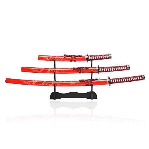 Sword Valley Loong Pattern Knife Three-Piece Suit - Samurai Sword with Display Rack - 36.8
