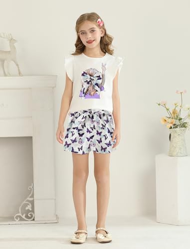 Image of Girls Summer Outfits Cute Sleeveless Top High Waisted Short Sets with Pockets Teen Girl Clothes Size 6-14 T