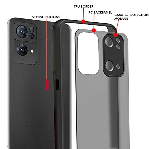Image of TheGiftKart Translucent Hybrid Oppo Reno 7 5G Back Case Cover | Smoked Matte Back | 360 Degree Protection | Protective Hard Back Case Cover for Oppo Reno7 5G (Black Bumper)