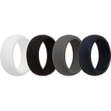 Silicone Wedding Rings for Men by Pomê - Stylish & Affordable Silicone Rubber Rings for Everyday Use & an Active Lifestyle - The Safe Silicone Wedding Band - 4 Pack