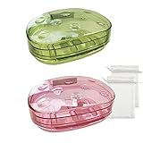 PUTING 2 Pack Transparent Plastic Soap Case Holder Portable Clear Soap Container Box Home Shower Outdoor Camping