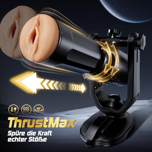 Elektrischer Masturbator Sexmaschine für Männer mit Saugnapf Freihand 360° Verstellbar, 3 Stoßmodi, Rotation & 7 Vibrationsstufen, Austauschbarer Pocket Pussy & Dildo Aufsatz für Männer Frauen & Paare