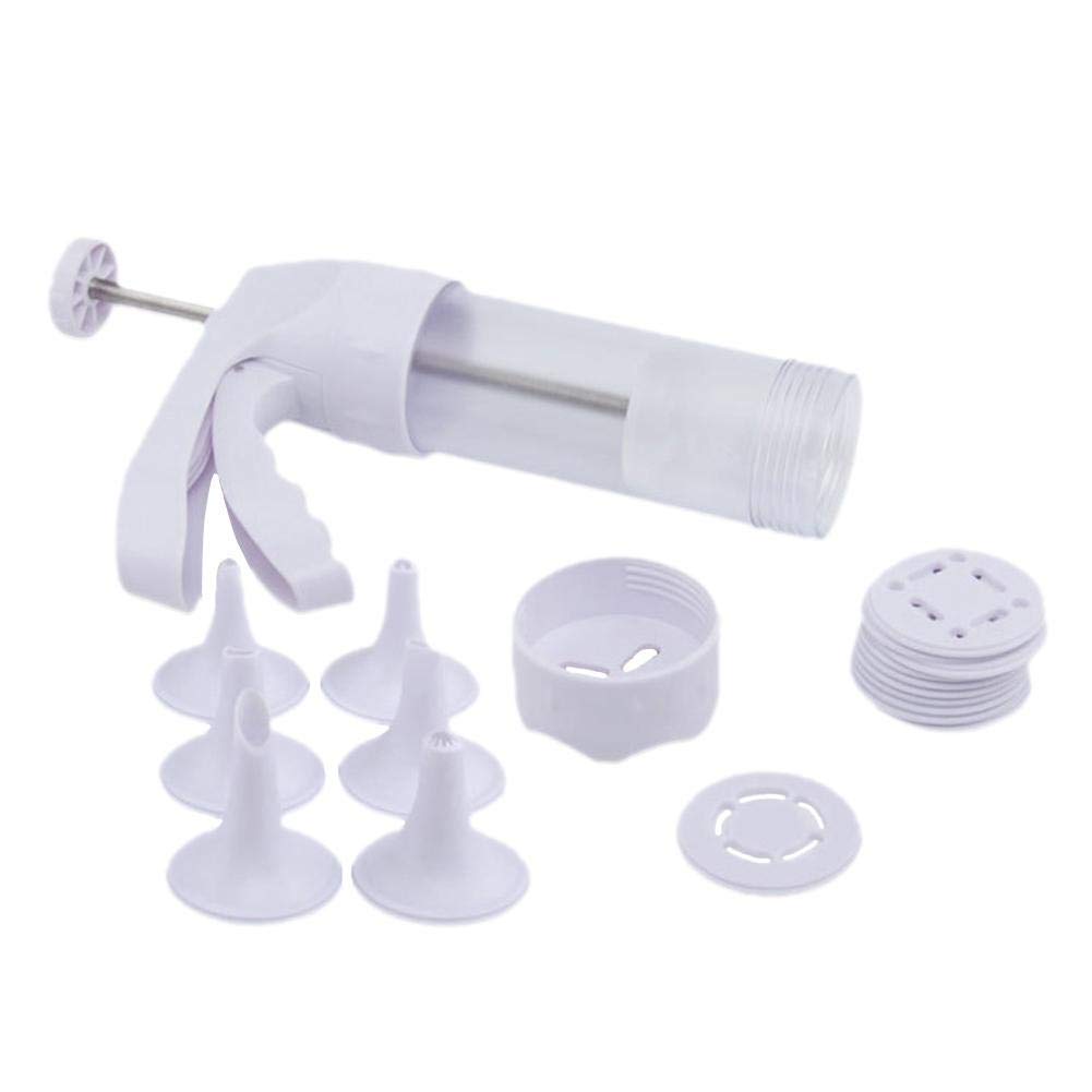 ON SHOPPY (LABEL) Cookie Press, Manual Cookie Maker Machine DIY Household Cookie Maker Press Includes 12 Cookie Disc Shapes + 6 Cream Flower Mouth Baking Tool Cookie Cutter