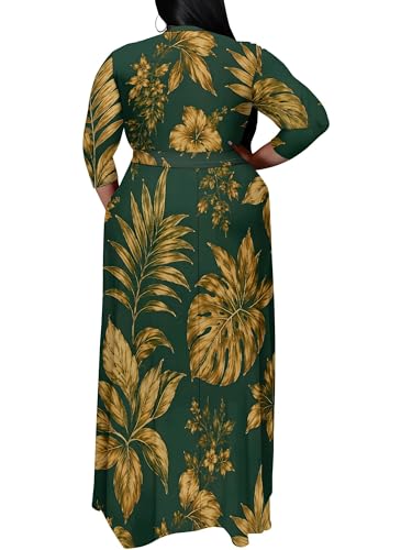 Image of PinkPatty Women's Plus Size Maxi Dress Print 3 /4 Sleeves V Neck Party Sundress Wedding Guest Dresses