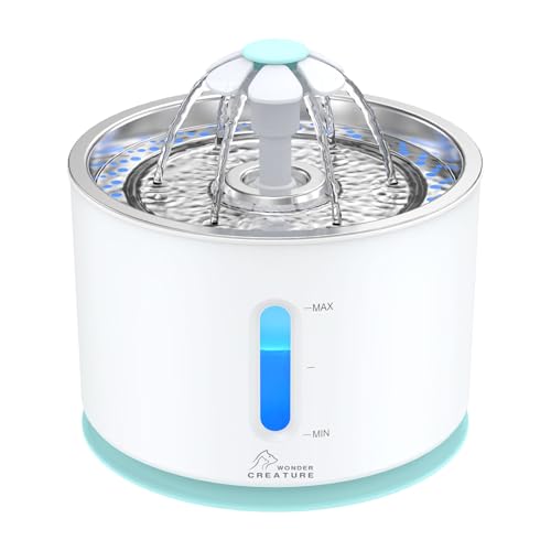 Fuente de agua automática para gatos 2.4L con tapa acero miniatura 1
