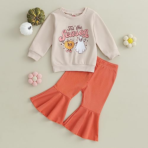 Image of Toddler Baby Girls Football Outfit Crew Neck Long Sleeve Rugby Bow Print Sweatshirt Elastic Waist Pants 2Pcs