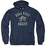 Utah State University Official Utah Aggies Logo Unisex Adult Pull-Over Hoodie,Navy, Large