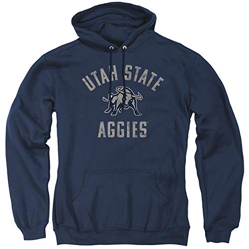 Utah State University Official Utah Aggies Logo Unisex Adult Pull-Over Hoodie,Navy, X-Large