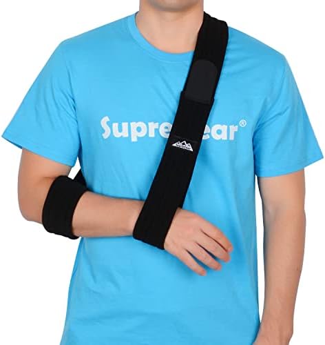 supregear Arm Sling, Adjustable Lightweight Comfortable Shoulder Immobilizer Arm Sling Breathable Medical Shoulder Support for Injured Arm Hand Elbow, 71 inch / 180cm (Black)