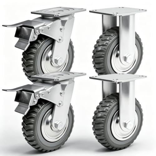 Image of TAIMIKO 4 Pack 6 Inch Heavy Duty Castors 150mm Industrial Castors Wheels