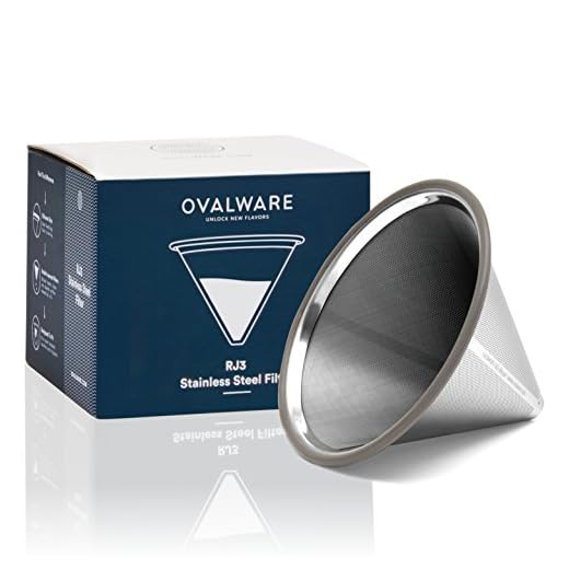 OVALWARE Paperless Stainless Steel Pour Over Coffee Filter – Reusable and Permanent Coffee Cone Dripper for Ovalware, Chemex, Hario and Other Carafes