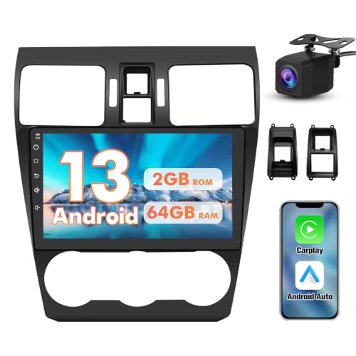 Fujitsu Ten Satellite Radio Service 5 Pyniro Car Radio Stereo Upgrade for Subaru Forester WRX Impreza 2013-2015, Android Head Unit with 9 Inch Touch Screen/Backup Camera/Wireless CarPlay & Android Auto/Mirroring/Wi-Fi/Bluetooth/SWC/FM/AM