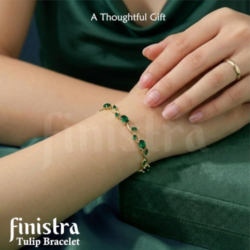 Image of finistra Tulip Bracelet for Women Stylish | Gold Plated Crystal Floral Jewellery | Adjustable Chain for Women & Girls Stylish | Elegant Tulip Bracelet for Women, Party & Daily Wear Accessory