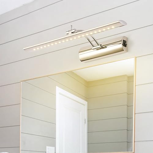 Iluminar cuadros y tocador con el aplique LED de baño con interruptor plata