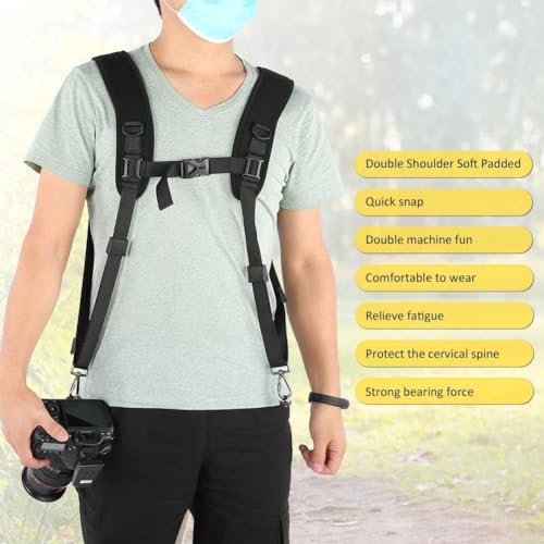 JEOZBM Alça de ombro dupla para câmera, arnês de liberação rápida, cinto de ombro macio para câmera,