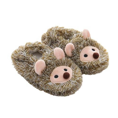 Kids Boys Girls Plush Hedgehog Slippers Cute Animal Non-Slip Fleece Slippers Fall Winter Warm Soft Cartoon Sandals
