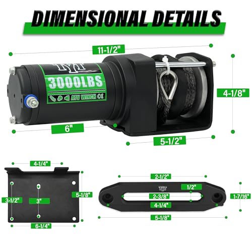 Tyt 3000 Lb Atv Winch, 12V Dc Electric Winch With Wireless Remote And Wired Switch thumb #7