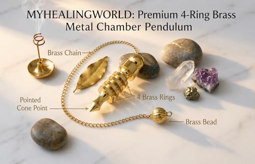 Image of 4 Ring Openable Brass Chamber Pendulum for Reiki Healing, Dowsing & Chakra Balancing - Divination & Meditation Tool for Energy Cleansing