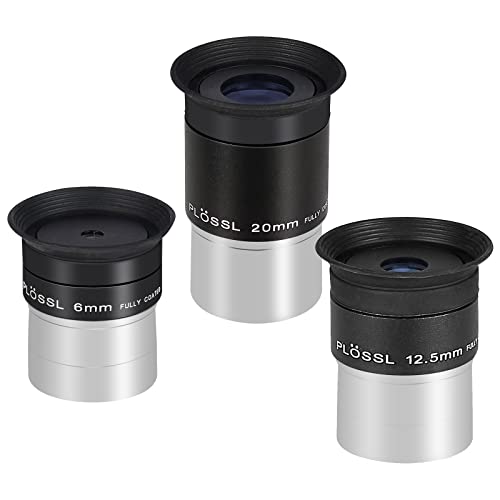 CelticBird Kit oculare telescopico da 3,2 cm con tre oculari Plossl da 6 mm/12,5 mm/20 mm, lente ottica completamente multistrato, struttura in metallo, adatto per telescopi astronomici e filtri
