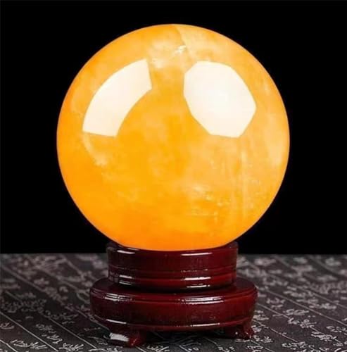 Boule de cristal jaune en citrine 150mm, cadeau de décoration unique avec support