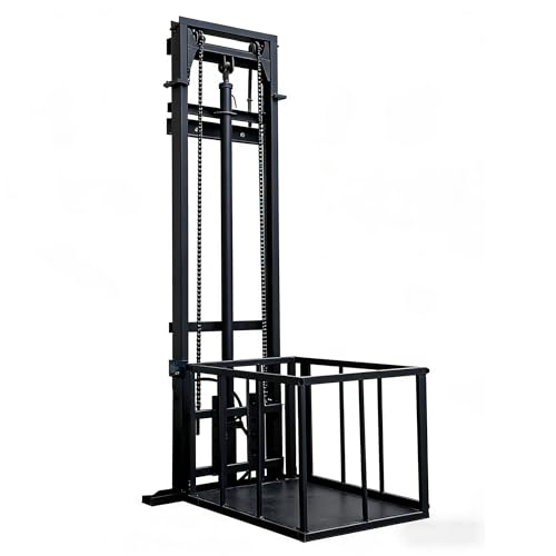 Elevador de carga hidráulico eléctrico de 1 tonelada para almacén y fábrica, plataforma de elevación vertical de acero resistente con protección contra sobrecarga y función descendente de emergencia