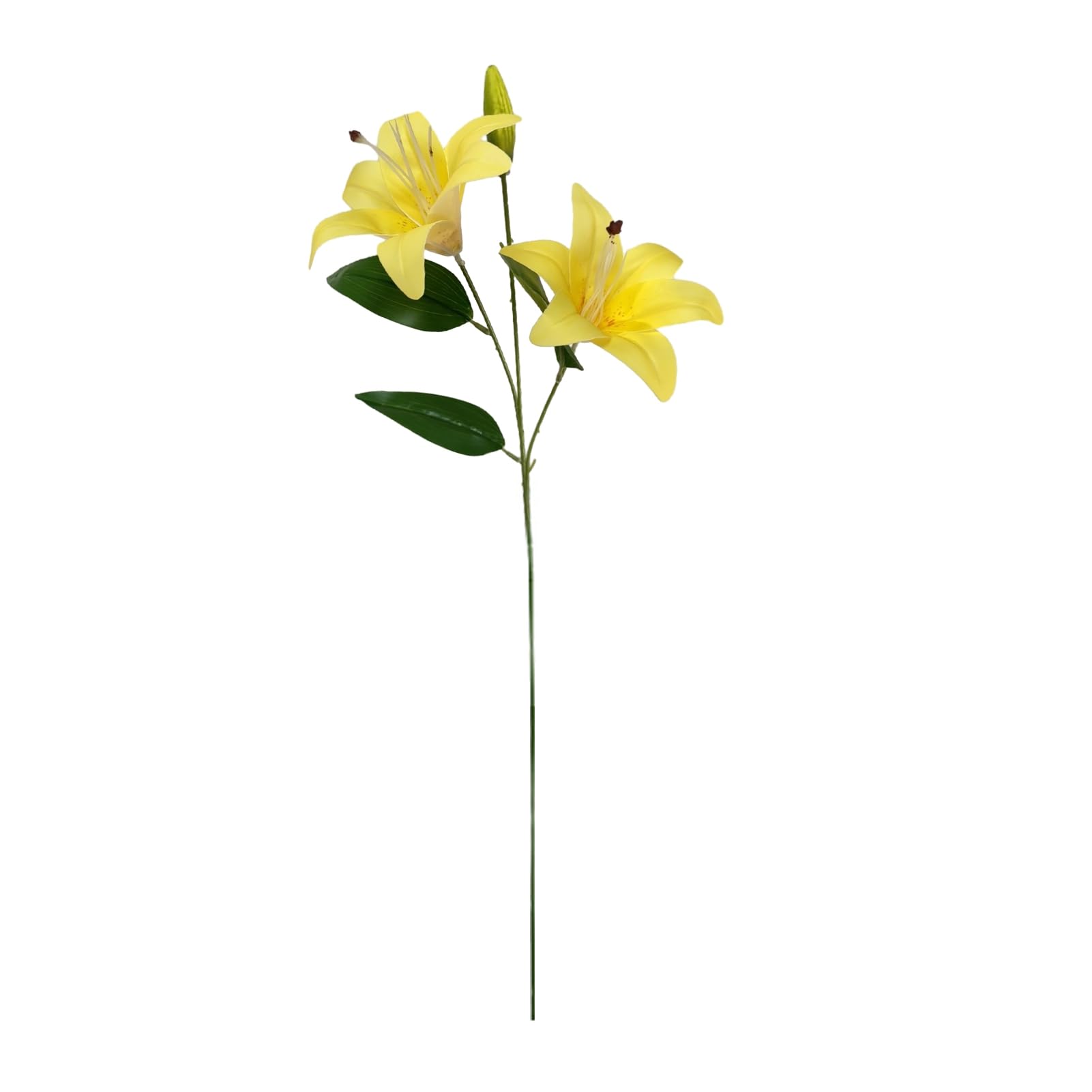 ZhzeYun Artificial Lily Flowers – 2 Fully Bloomed Lilies with a Bud, Short Stem Fake Silk Flowers for Vase, Home Decor Table Centerpiece, Wedding Arrangement & Gift Yellow