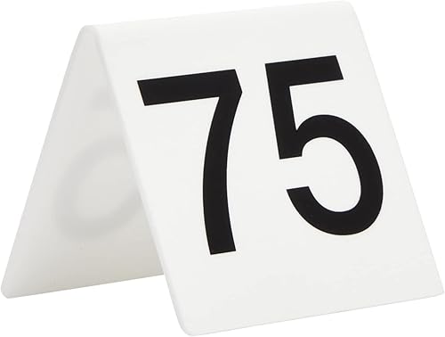 Miniatura 5 de Juvale Carpas de mesa de plástico con números  Acrílico 3 x 2.75 x 2.5 pulgadas, blanco y negro, paquete de 25, 51-75  Recepción de boda y letreros